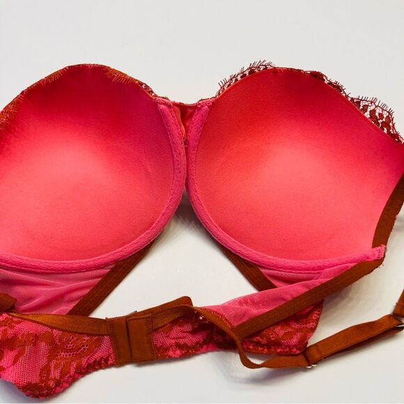 Victoria's Secret Very Sexy Push‎ Up Bra Pink Lace Rhinestone Bling Size 36D - Picture 4 of 6